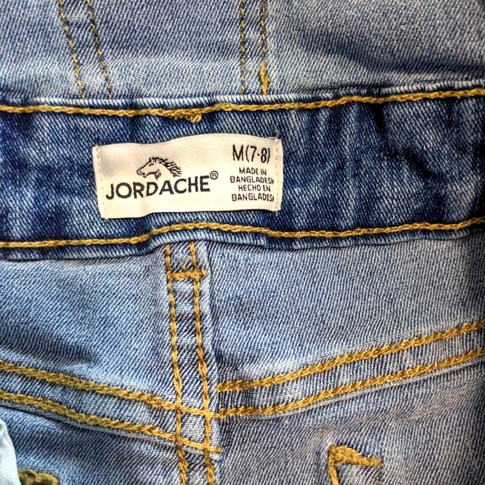 Jordache Girl's Denim Dip Dye Overall Shortalls - Picture 11 of 12